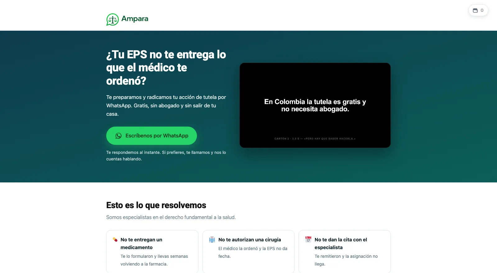 Ampara, tutelas de salud por WhatsApp